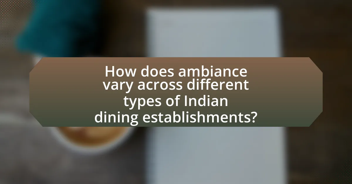 How does ambiance vary across different types of Indian dining establishments?
